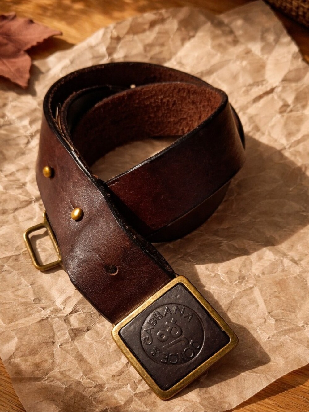 Vintage J&ANS Dolce & Gabbana brown leather belt